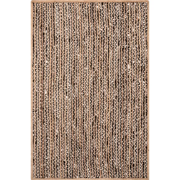 nuLOOM Glinda Natural Fiber Round Area Rug, Black/Grey, 6&