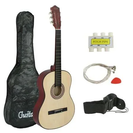 Zeny 38 inch Natural Acoustic Guitar for Starters Beginners with Guitar Bag - Strap, Strings, Pitch Pipe and Pic