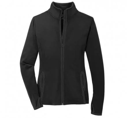 Custom Embroidered Sport - Tek Women's Ladies Sport-Tek Stretch Contrast Full-Zip Jacket, Size: L, Black/Charcoal Grey