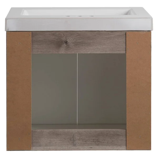 Domani Stella 24 in. W x 19 in. D Wall Hung Bath Vanity in White Washed Oak with Cultured Marble Vanity Top in White with Sink