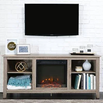 W. Trends 58x22 Rustic Fireplace TV Stand for Most TV&s Up to 65x22 - Driftwood