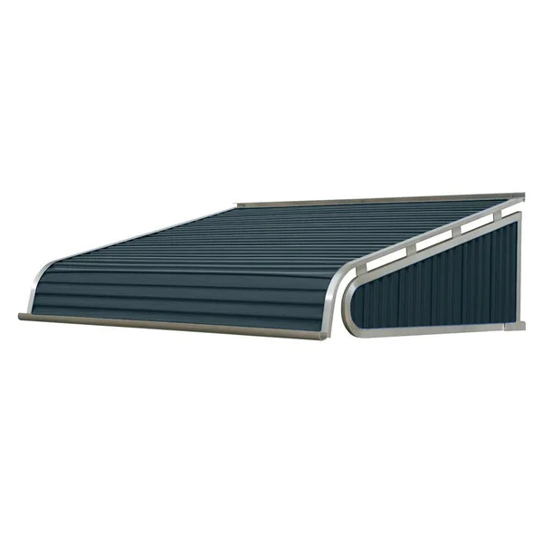 NuImage Awnings 1500 36-in Wide x 60-in Projection Bedford Blue Solid Fixed Door Awning - K151003632