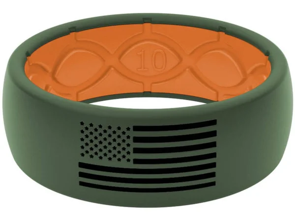 Groove Life America Moss Flag Silicone Ring - Green/Black, 10, 13979