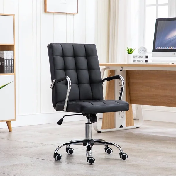 Porthos Home Nader Tufted Faux Leather Swivel Office Chair - Brown
