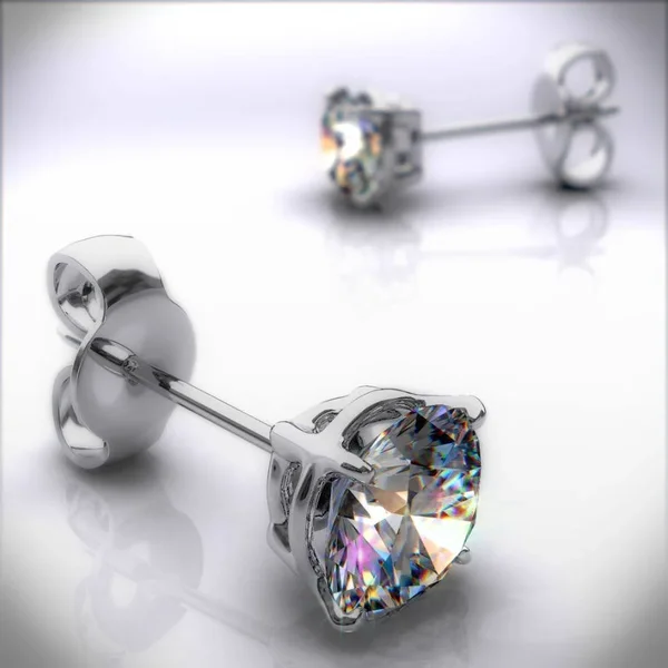 14K White Gold Four Prong Round Lab Created Diamond Stud Earrings (0.25 CTW - F-G, VS2-SI1)