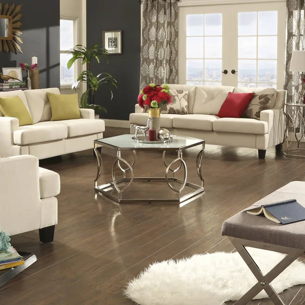 iNSPIRE Q Davlin Contemporary Glam xagonal Metal Frosted-glass Coffee Table
