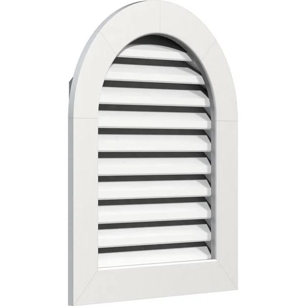 Ekena Millwork 12-in W x 12-in H Round Top Gable Vent (17-in W x 17-in H Frame Size): Functional - PVC Gable Vent w/1-in x 4-in F