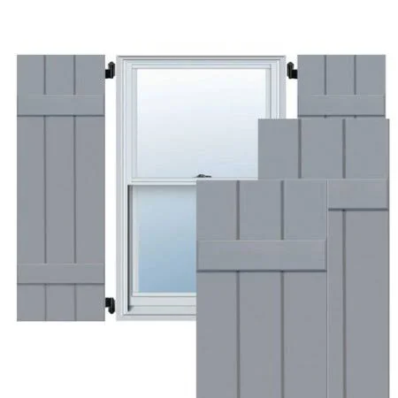 Ekena Millwork CWB12X026UNC 12x22W x 26x22H Exterior Three Board (2 Batten) Composite Board-n-Batten Shutters (Per Pair), Unfini