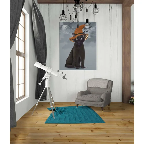 Epic Graffiti &Halloween Black Cat in Witches Hat& by Fab Funky Canvas Wall Art, 18x22x26x22