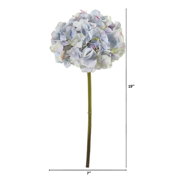 Nearly Natural 19in. Hydrangea Artificial Flower Set of 6 - Pink/White