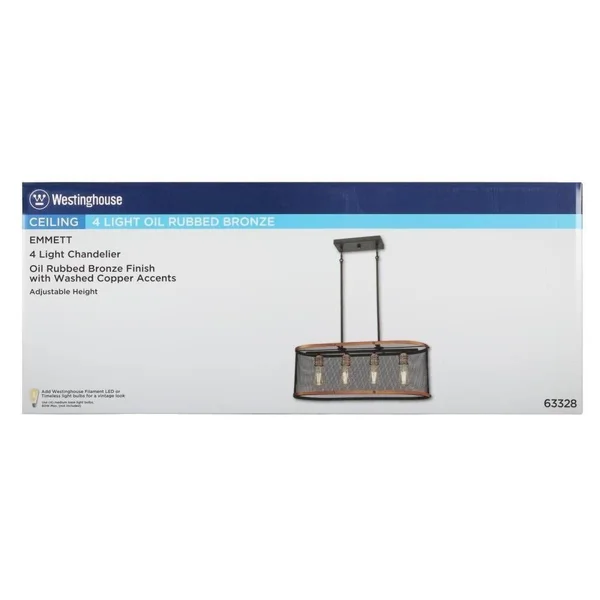 Westinghouse Emmett 4-Light Oil Rubbed Bronze and Washed Copper Chandelier with Mesh Shade 6332800
