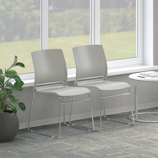 BBF Corporate - Chair - visitor - low-back - hard shell plastic - gray (pack of 2)