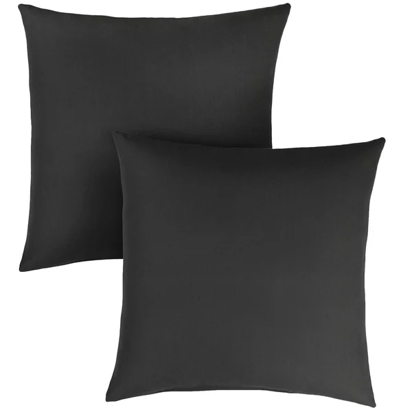 Set of 2 22x22 Jet Black Solid Sunbrella Indoor and Outdoor Square Pillow