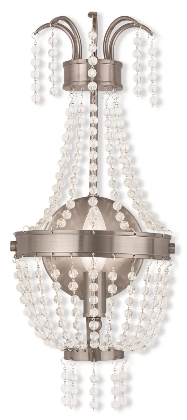 Livex Lighting 51872-91 Valentina 1 Light Wall Sconce, Brushed Nickel