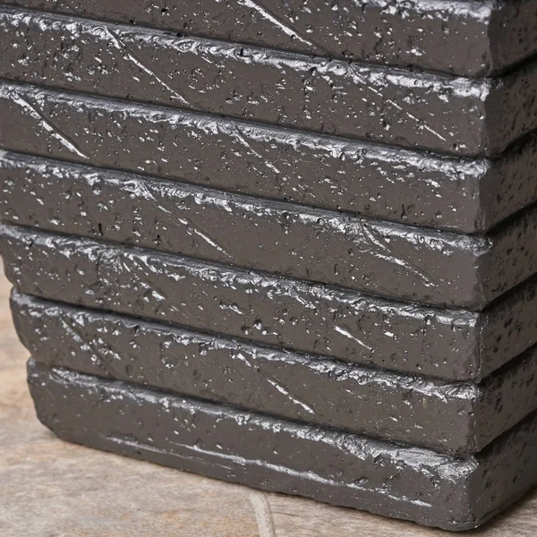 GDF Studio Hedy Garden Urn Planter, Square, Tapered, Riveted, Black Lightweight Concrete