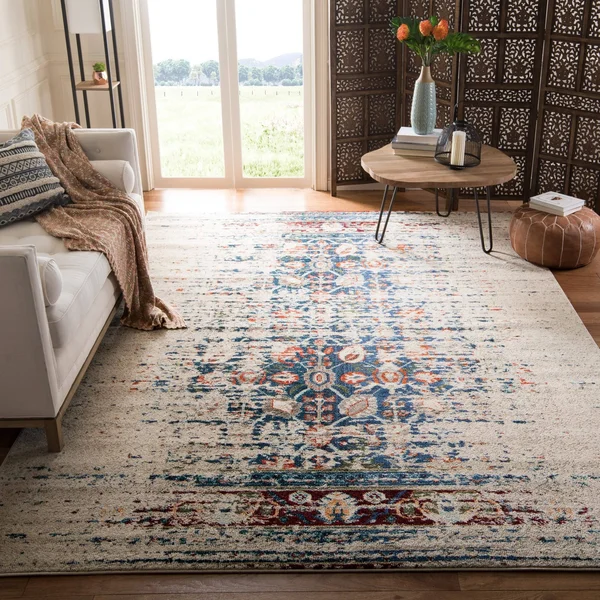 Safavieh Monaco MNC208V Blue - Ivory Rug 6&7x22 x 6&7x22 Square