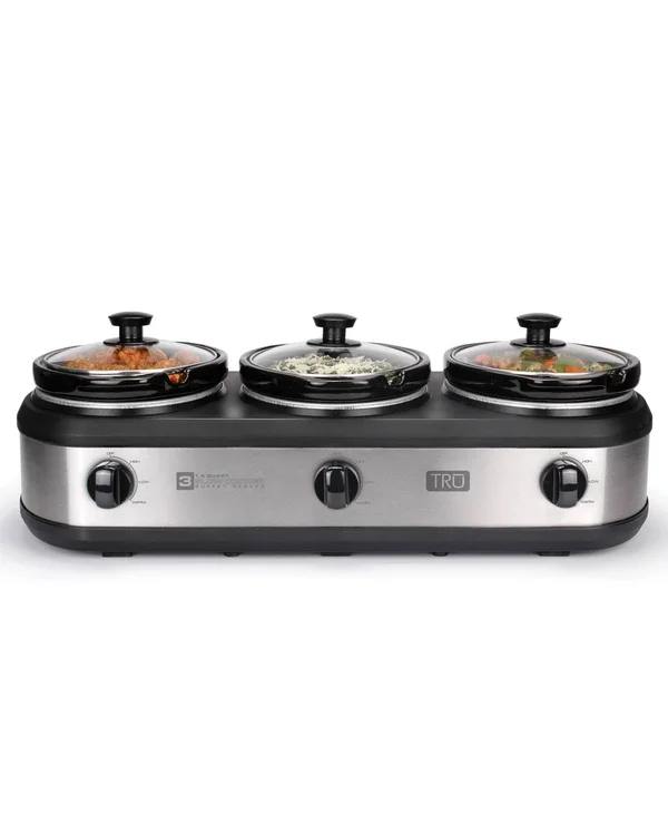 Tru Triple Slow Cooker - Silver
