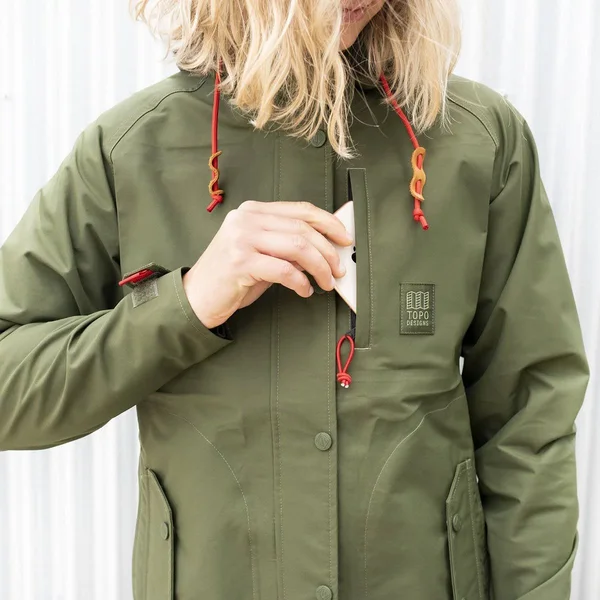 Topo Designs Women's Rain Coat - Medium - Olive