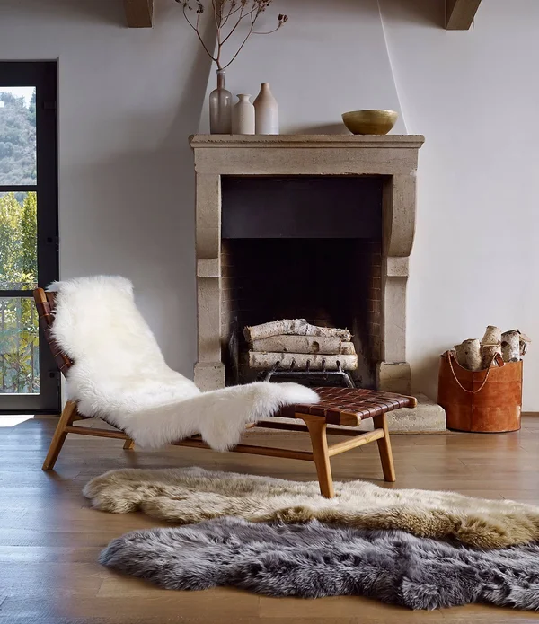 Ugg Sheepskin Area Throw Rug, Grey
