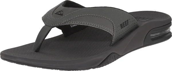 Reef Fanning Flip Flops - Grey/Black, 5