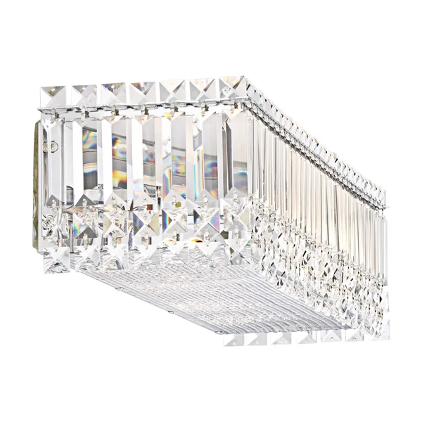 Possini Euro Design Modern Wall Light Cut Crystal Columns Chrome 30x22 Vanity Fixture for Bathroom Over Mirror