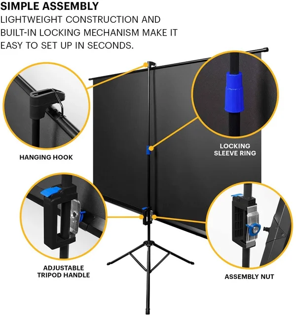 Kodak RODPJSTS100.16 Tripod Projector Screen, 100x22
