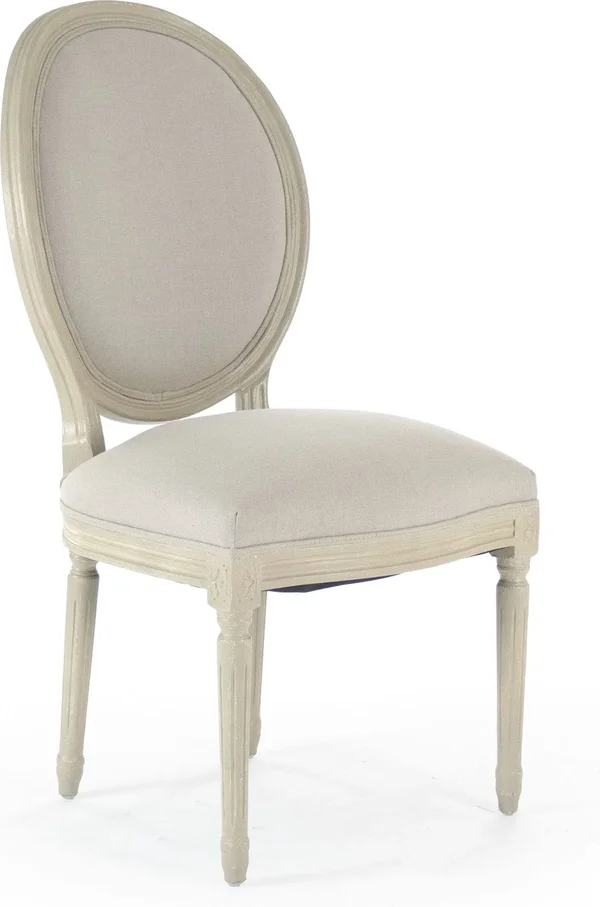 Zentique B004 257-1 A003 Medallion Side Chair, Grey Oak/Natural Linen
