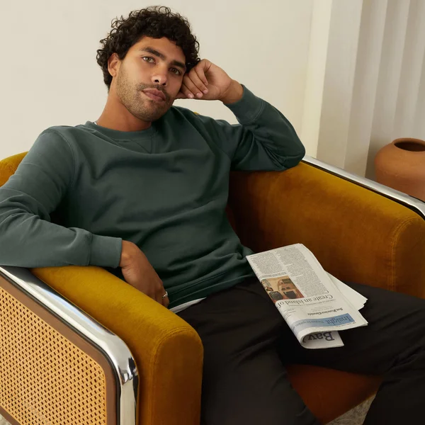Men's French Terry Crew Neck - Uniform Sweater by Everlane in Pine, Size XXL