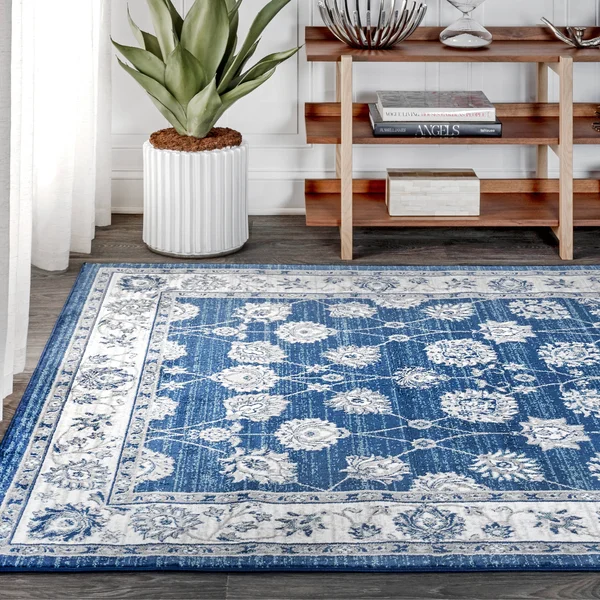 Jonathan Y Modern Blue/Cream 5 ft. Square Persian Vintage Moroccan Traditional Area Rug