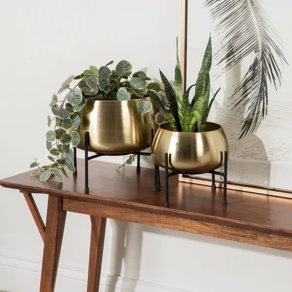 Kate and Laurel Marquez Hanging Planter Set - 2 Piece - Pewter