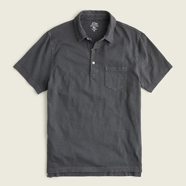J.Crew Mens Garment-Dyed Slub Cotton Polo Shirt (Size Medium)