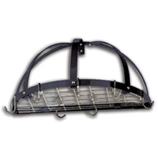 Rogar Half Dome Pot Rack with Grid in Chrome & Black