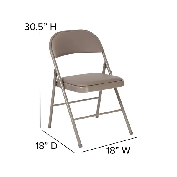 Flash Furniture 2 Pk. Hercules Series Double Braced Gray Vinyl Folding Chair