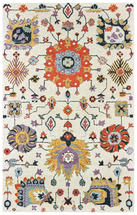 Oriental Weavers Zahra 75502 Ivory/ Orange Area Rug 3& 6x22 x 5& 6x22