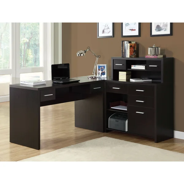 Monarch Specialties L-Shaped Executive Desk - Brown