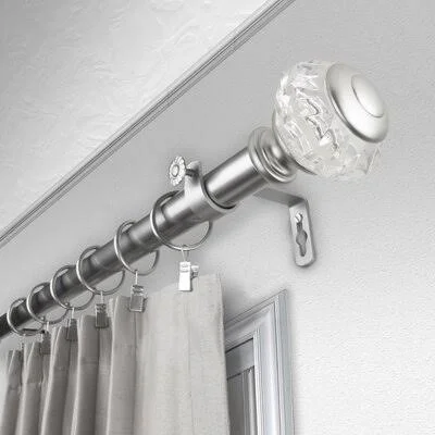 Matias Single Curtain Rod Rosdorf Park Size: 2.75x22 H x 240x22 W x 3.63x22 D, Color: Satin Nickel