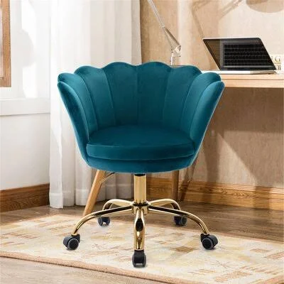 Velvet Swivel Shell Chair for Living Room/Bed Room Everly Quinn Upholstery Color: Lake Green