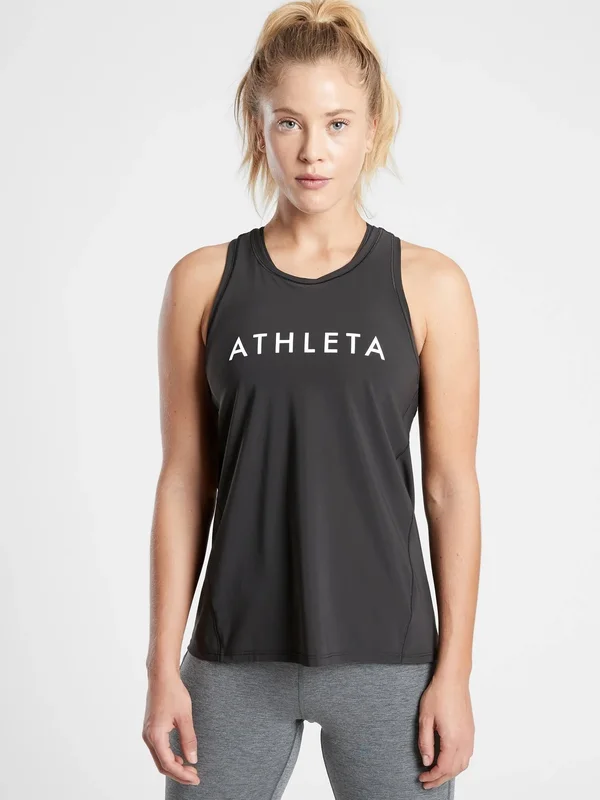 Athleta Women's Ultimate Train Tank Black Logo Size L