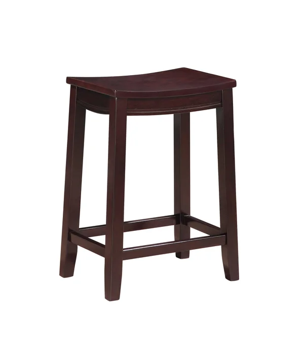 Traditional Style Wooden Counter Stool with Saddle SEAT - Brown
