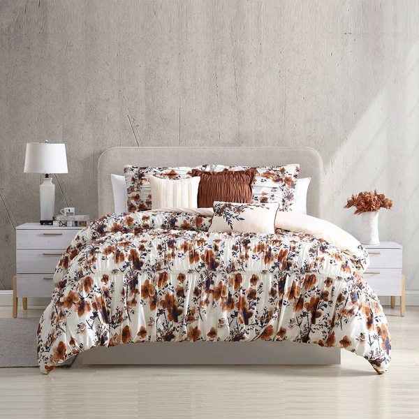 Modern Threads 6-Piece Printed Textured Comforter Set King Other Floral Ridge