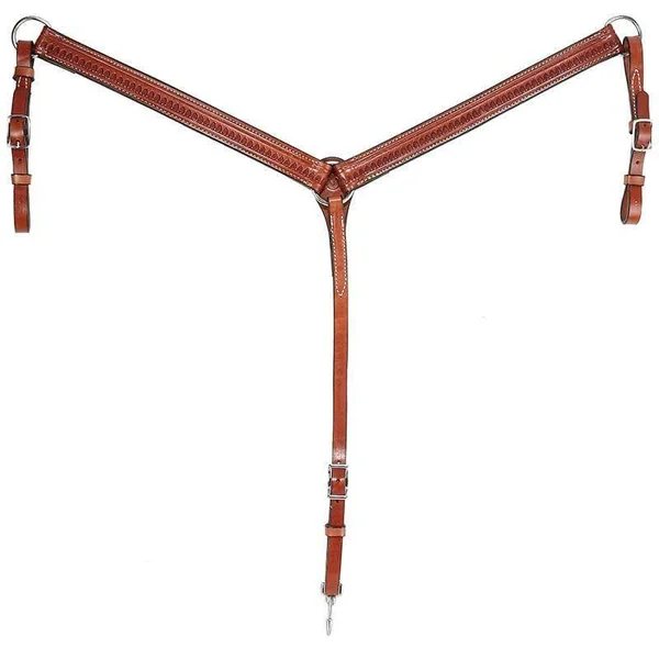 Circle Y Reg Oil 1 1/2 Shell Tooled Breast Collar