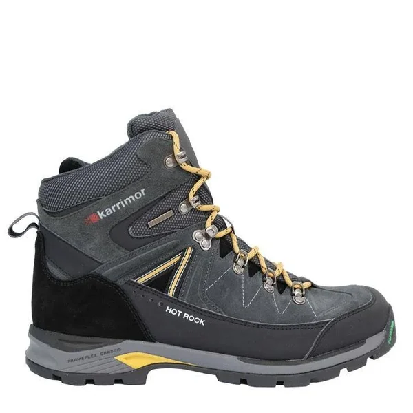 Karrimor Hot Rock Mens Walking Boots, Size 10.5(45.5), Charcoal/Yellow