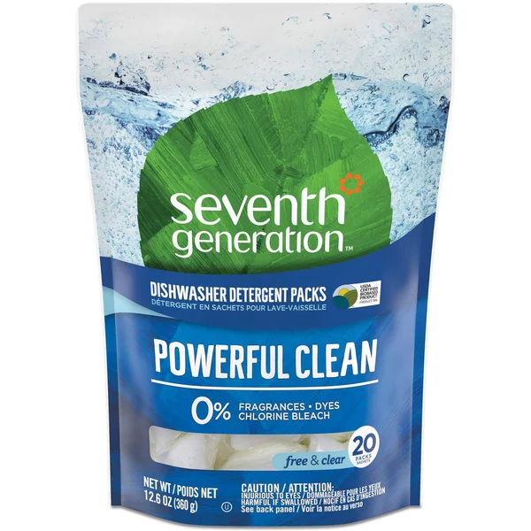 Seventh Generation Natural Automatic Dishwasher Detergent Packs 20 Packets/Pack - 12 PK/CT