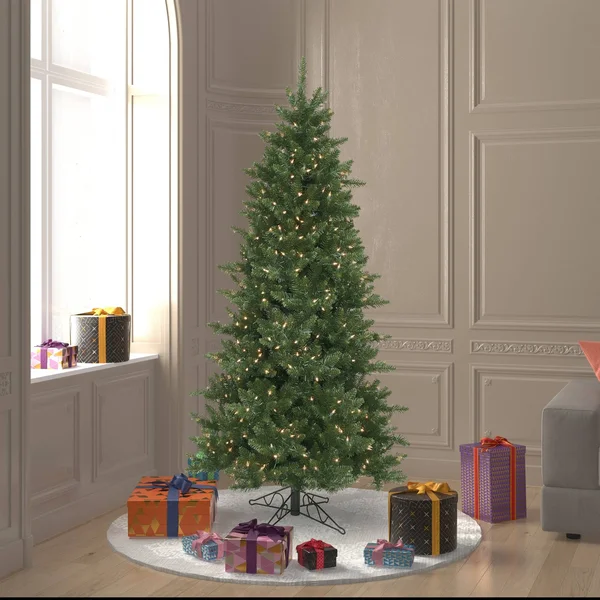 Vickerman 6.5& Camdon Fir Slim Artificial Christmas Tree - Clear Dura-Lit Lights