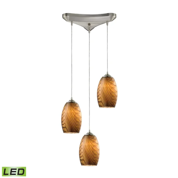 Elk Lighting 31600/3 Seagrass Tidewaters 3 Light Pendant in Satin Nickel