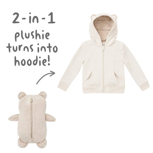 Kids& Cubcoats Bori The Bear Zip-Up Hoodie - Boy's, Size: 4-5, LT Beige