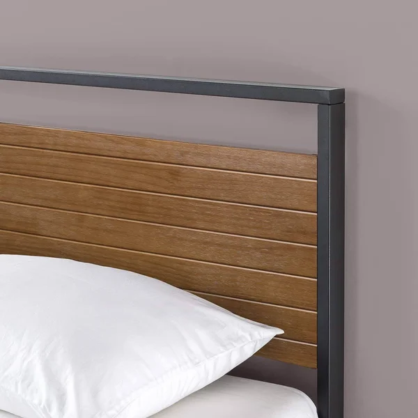 Zinus Suzanne Metal and Wood Platform Bed with Headboard - Box Spring