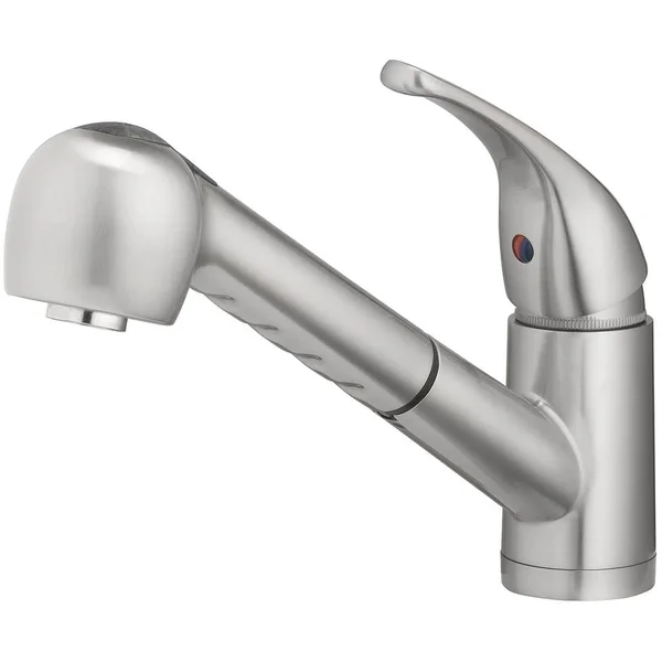 Home2O Schyler Brushed Nickel 1-Handle Deck-Mount Pull-Out Handle Kitchen Faucet (Deck Plate Included), H60K-51D-BN