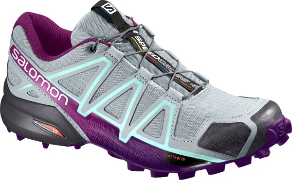 Salomon Women's Speedcross 4 Running Trail Shoes Quarry, Acai, Fair Aqua 5.5