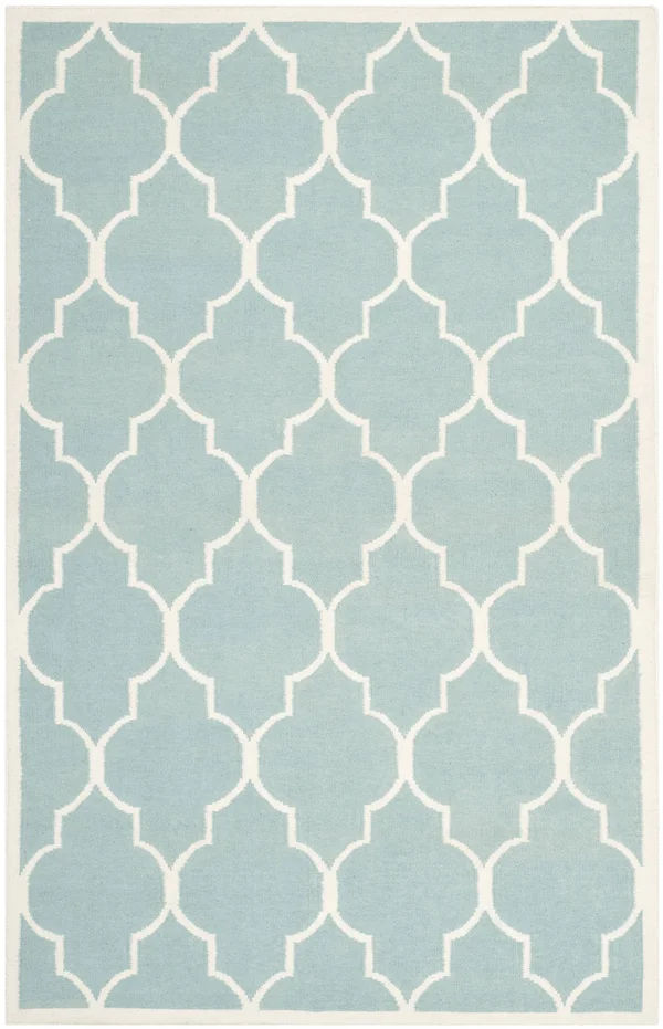 Safavieh 3& x 5& Dhurries DHU632C Light Blue - Ivory Rug